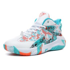 Men's Basketball Shoes Casual Running Shoes High Top Basketball Shoes Fashion Comfortable Breathable Large Size (Color: Moon Orange, size: 45)