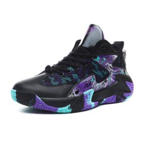 Men's Basketball Shoes Casual Running Shoes High Top Basketball Shoes Fashion Comfortable Breathable Large Size (Color: Black, size: 43)