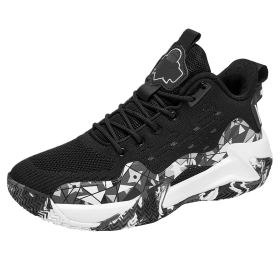 Men's Basketball Shoes Breathable Cushioning Anti-skid Wear-resistant Sneakers Ladies Training Basketball Shoes Large Size (Color: Black, size: 40)