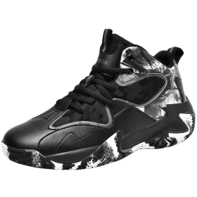 Men's Basketball Shoes Breathable Cushioning Anti-skid Wear-resistant Sneakers Ladies Training Basketball Shoes Large Size (Color: black grey, size: 40)