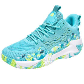 Men's Basketball Shoes Breathable Cushioning Anti-skid Wear-resistant Sneakers Ladies Training Basketball Shoes Large Size (Color: Green, size: 44)