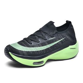 Couples Running Sport Shoes Men Women Jogging Shoes Women's Platforms Walking Sneaker Light Men Air Cushion Marathon Race Shoes (Color: black green 2032, size: 40)