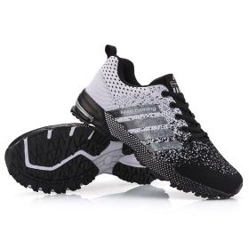Men Shoes Breathable Mesh Trendy Sneakers Women Original Running Super Light Walking Big Size Man Tennis Shoes Zapatillas Hombre (Color: black white 8702, size: 46)