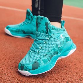Boys Brand Basketball Shoes for Kids Sneakers Thick Sole Non-slip Children Sports Shoes Child Boy Basket Trainer Shoes 2022 New (Color: mesh Moonlight, size: 34)