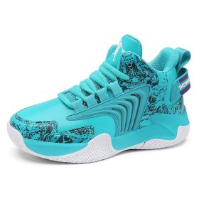 Boys Basketball Shoes High Quality Soft Top Thick Sole Non-slip Kids Sneakers Children Trainer Shoes Outdoor Boy Sport Basket (Color: Moonlight, size: 33)