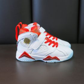 Boys Men Basketball Shoes 2022 New Brand Kids Sneakers Outdoor Big Kids Non-slip Sports Shoes Footwear Shoes Basket Sport (Color: White red, size: 37)