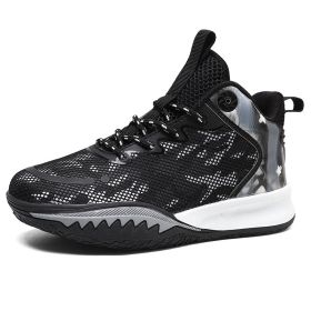 Kids Boys Basketball Shoes High Quality Soft Sole Wearable Sports Shoes for Children Casual Shoes Outdoor Boy Trainer Basket (Color: Black, size: 37)