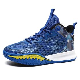 Kids Boys Basketball Shoes High Quality Soft Sole Wearable Sports Shoes for Children Casual Shoes Outdoor Boy Trainer Basket (Color: Royal blue, size: 36)