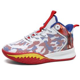 Kids Boys Basketball Shoes High Quality Soft Sole Wearable Sports Shoes for Children Casual Shoes Outdoor Boy Trainer Basket (Color: White red, size: 31)