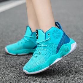Boy Brand High Quality Thick Sole Mesh Kids Sneakers Boys Basketball Shoes Children Sport Shoes Boy Basket Ball Trainer Shoes (Color: Moonlight, size: 38)