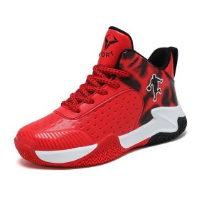2022 New Spring Kids Sneaker Boys Men Basketball Shoes Outdoor Big Kids Non-slip Sports Shoes Footwear Shoes Basket Sport (Color: Red, size: 31)