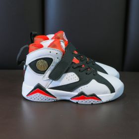 Boys Men Basketball Shoes 2022 New Brand Kids Sneakers Outdoor Big Kids Non-slip Sports Shoes Footwear Shoes Basket Sport (Color: White black, size: 29)