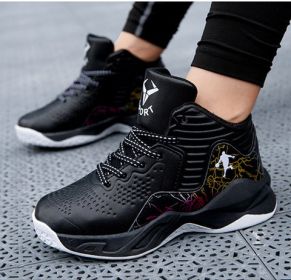 Boys Basketball Shoes New Kids Sneaker Outdoor Big Kids Non-slip Sports Shoes Footwear Shoes Basket Sport Kids Basketball Shoes (Color: Black, size: 36)