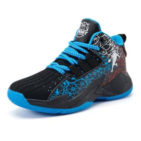 Boys Brand Basketball Shoes Kids Sneakers Thick Sole Non-slip Children Sports Shoes Child Boy Basket Trainer Shoes Girls (Color: dark blue, size: 35)
