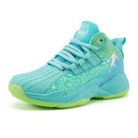 Boys Brand Basketball Shoes Kids Sneakers Thick Sole Non-slip Children Sports Shoes Child Boy Basket Trainer Shoes Girls (Color: Moonlight, size: 37)