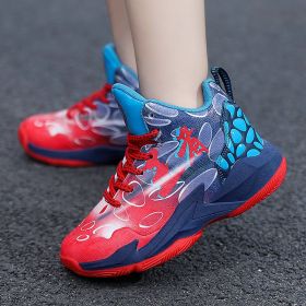 Hot sales children four season casual shoes Boys' sneakers boy Brand High top running Basketball shoes kids 12 13 14 years old (Color: Red, size: 33)