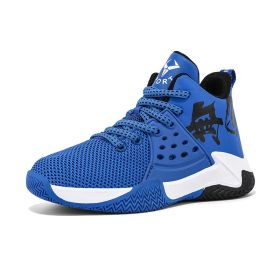 Boys Basketball Shoes Soft Sole Non-slip Breathable Kids Sneakers Children Sport Shoes Outdoor Child Trainers Shoes Basket Boy (Color: Royal blue, size: 31)