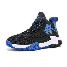 Boys Basketball Shoes Soft Sole Non-slip Breathable Kids Sneakers Children Sport Shoes Outdoor Child Trainers Shoes Basket Boy (Color: dark blue, size: 38)