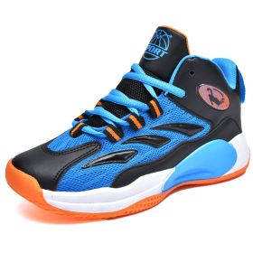 High Quality Boys Basketball Shoes Non-Slip Breathable Top Kids Sneakers Children Sport Shoes Boy Child Trainer Shoe Boots 2022 (Color: Sky Blue, size: 36)