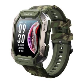 Military Smart Watch For Men; All-New 1.71'' Tactical Smartwatch For Android Phones And IPhone Compatible; 5ATM Fitness Tracker With Blood Pressure; H (Color: camouflage green)