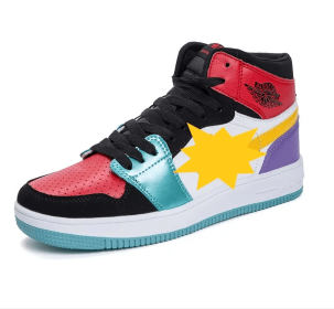JJ tiger Spring and autumn men and women sports shoes fashion high top leisure sports shoes(35-45 Optional) (Color: Red purple, size: 44)