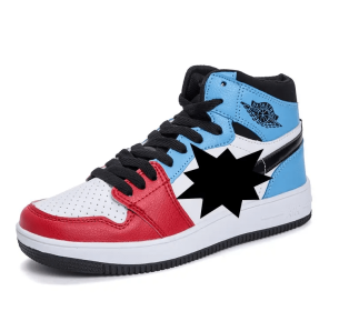 JJ tiger Spring and autumn men and women sports shoes fashion high top leisure sports shoes(35-45 Optional) (Color: White blue, size: 35)