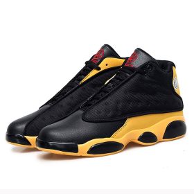 JJ tiger Outdoor high-top shoes recreational sports basketball shoes professional training shoes(39-44 optional) (Color: Black yellow, size: 39)