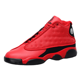 JJ tiger Outdoor high-top shoes recreational sports basketball shoes professional training shoes(39-44 optional) (Color: Black red, size: 39)