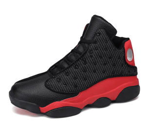 JJ tiger Couples 4 color Plus size High top basketball shoes (36-47 optional) (Color: Black red, size: 43)
