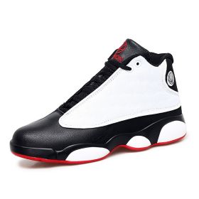 JJ tiger Outdoor high-top shoes recreational sports basketball shoes professional training shoes(39-44 optional) (Color: Black-White, size: 41)