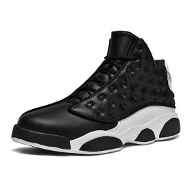 JJ tiger Big size men's basketball shoes Rubber soles ring men's shoes (35-47 Optional) (Color: Black, size: 45)