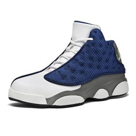 JJ tiger Big size men's basketball shoes Rubber soles ring men's shoes (35-47 Optional) (Color: Blue, size: 39)