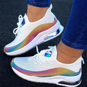 NewFashion Sneakers Mixed Color Ladies Flats Women Casual Vulcanized (Color: White, Shoe Size: 5)