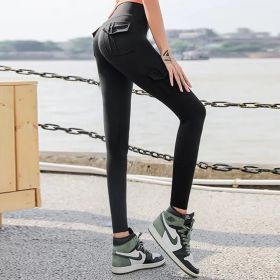 High Waist GYM Leggings (Color: Black, size: L)