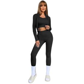 Sleeveless Sports Suit Women (Color: Black, size: M)