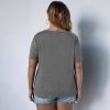 Plus Size L-4XL Women Fashion Tops Short Sleeves T-Shirts Lace Crew Neck Summer Classic Casual Comfortable Breathable Hot Sale