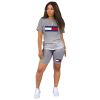 L284999-3 New Arrival Spring Summer Casual Print Letter Gradient Color Sports Short Set