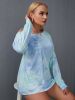 Spring Summer Autumn Plus Size L-4XL Mid-length T-shirt Women Oversize Sexy Tops Home Pajamas Off-shoulder Loose Breathable Blue