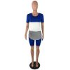 Casual Color Block Stitching Striped Sports Shorts Set