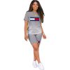 L284999-3 New Arrival Spring Summer Casual Print Letter Gradient Color Sports Short Set