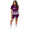 L284999-2 New Arrival Spring Summer Casual Print Letter Gradient Color Sports Short Set