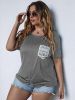 Plus Size L-4XL Women Fashion Tops Short Sleeves T-Shirts Lace Crew Neck Summer Classic Casual Comfortable Breathable Hot Sale