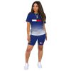 L284999-5 New Arrival Spring Summer Casual Print Letter Gradient Color Sports Short Set