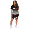 L284999-4 New Arrival Spring Summer Casual Print Letter Gradient Color Sports Short Set